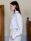 Releve Fashion Filanda n.18 Amelie White Cotton Button Down Dress Shirt Sustainable Luxury Fashion Conscious Clothing and Accessories Ethical Designer Brand Artisanal Handcrafted Made in Italy Purchase with Purpose Shop for Good