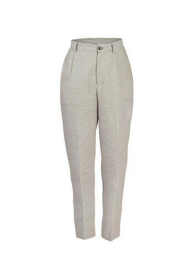 Releve Fashion Filanda n.18 Annemarie Beige Linen Trousers Sustainable Luxury Fashion Conscious Clothing and Accessories Ethical Designer Brand Artisanal Handcrafted Made in Italy Purchase with Purpose Shop for Good