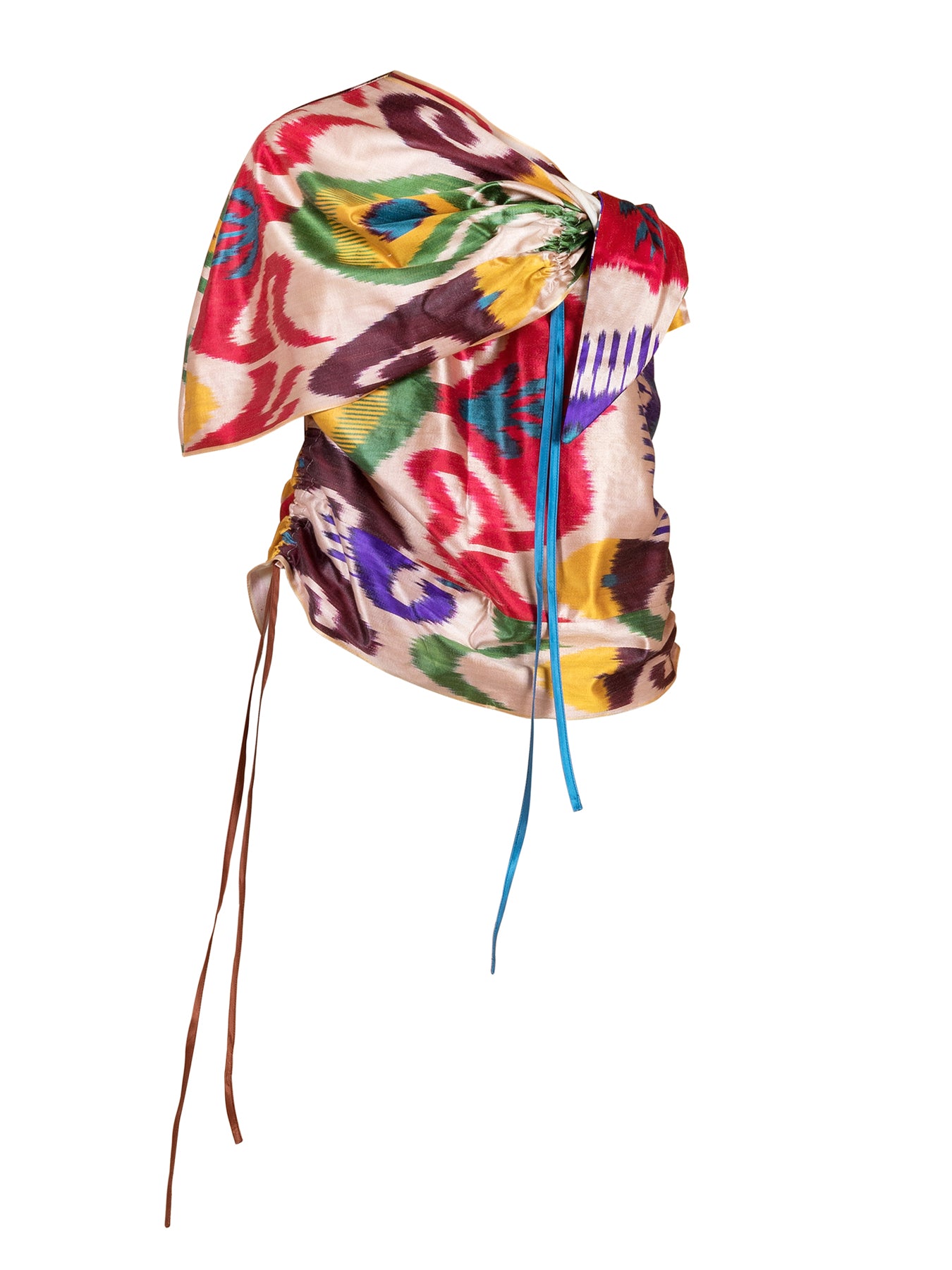 Releve Fashion Filanda n.18 Kokand Multicoloured Silk and Cotton Ikat Top Sustainable Luxury Fashion Conscious Clothing and Accessories Ethical Designer Brand Artisanal Handcrafted Made in Italy Purchase with Purpose Shop for Good