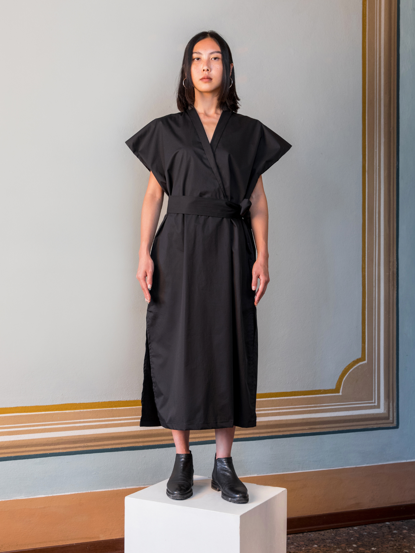O'Keeffe Cotton Dress, Black
