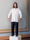 Releve Fashion Filanda n.18 Rationalist Oversized Shirt White Sustainable Luxury Fashion Conscious Clothing and Accessories Ethical Designer Brand Artisanal Handcrafted Made in Italy Purchase with Purpose Shop for Good