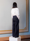 Releve Fashion Filanda n.18 Terrangi Wide-Leg Trouser Navy Sustainable Luxury Fashion Conscious Clothing and Accessories Ethical Designer Brand Artisanal Handcrafted Made in Italy Purchase with Purpose Shop for Good