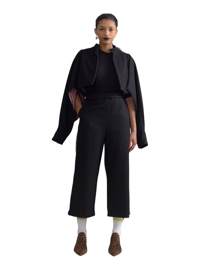 Releve Fashion Harem London Black Wool Efe Cropped Capelet Sustainable Streetwear Style Conscious Clothing Ethical Fashion Designer Brand Handmade Purchase with Purpose Shop for Good