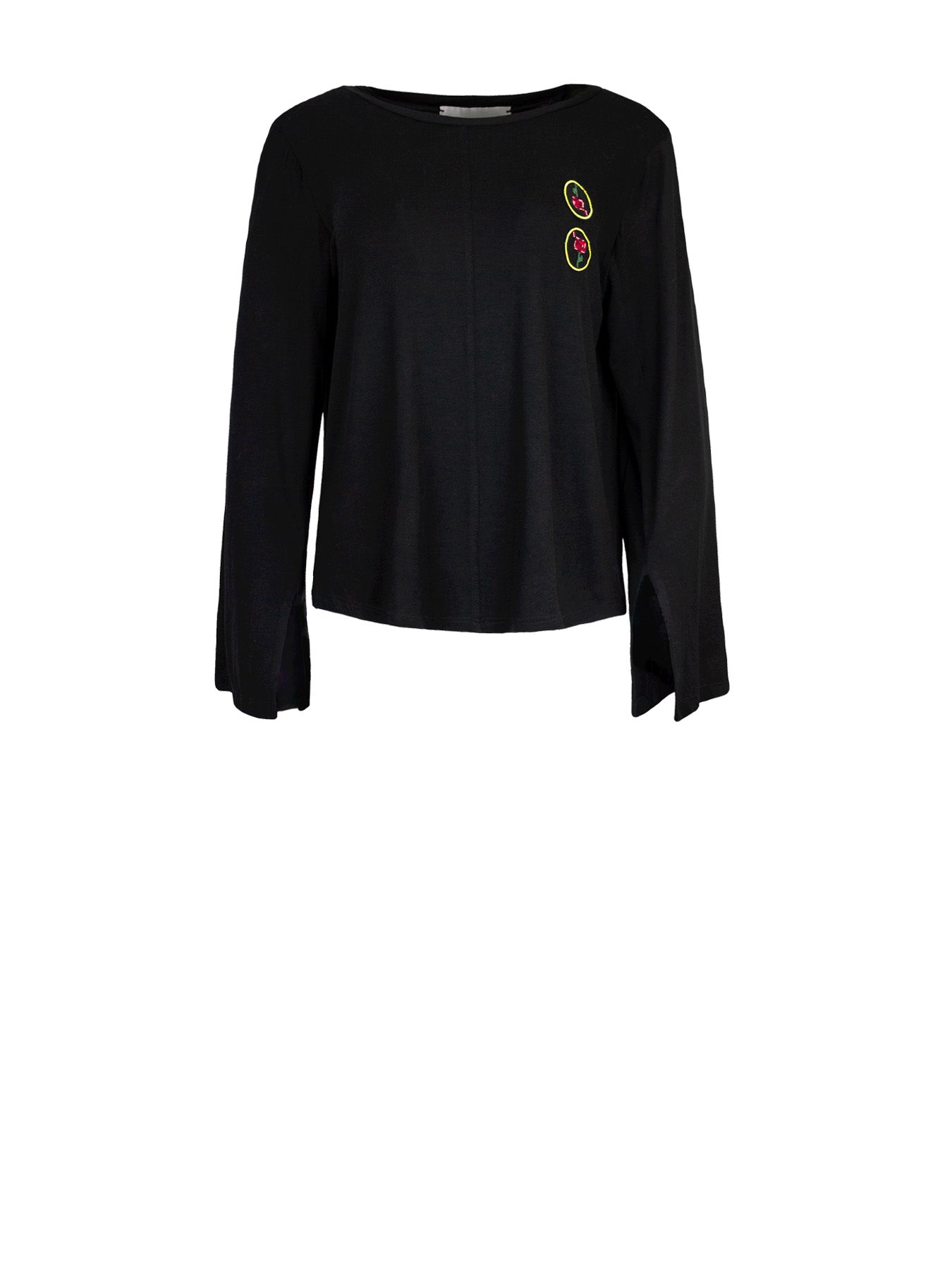 Releve Fashion Harem London Black Long Sleeves Lightweight Jersey Rose Top Sustainable Streetwear Style Conscious Clothing Ethical Fashion Designer Brand Handmade Purchase with Purpose Shop for Good