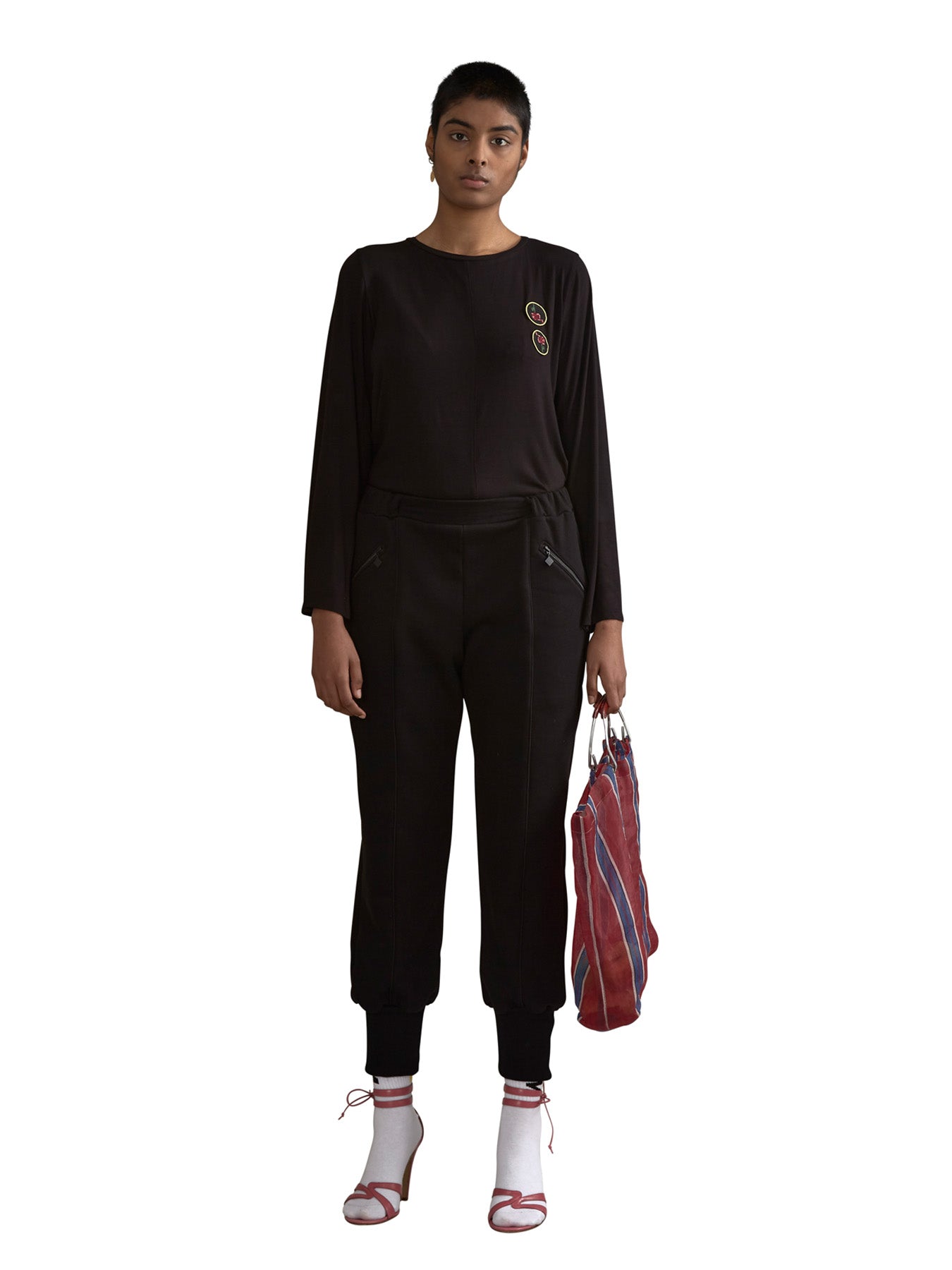 Releve Fashion Harem London Black Long Sleeves Lightweight Jersey Rose Top Sustainable Streetwear Style Conscious Clothing Ethical Fashion Designer Brand Handmade Purchase with Purpose Shop for Good