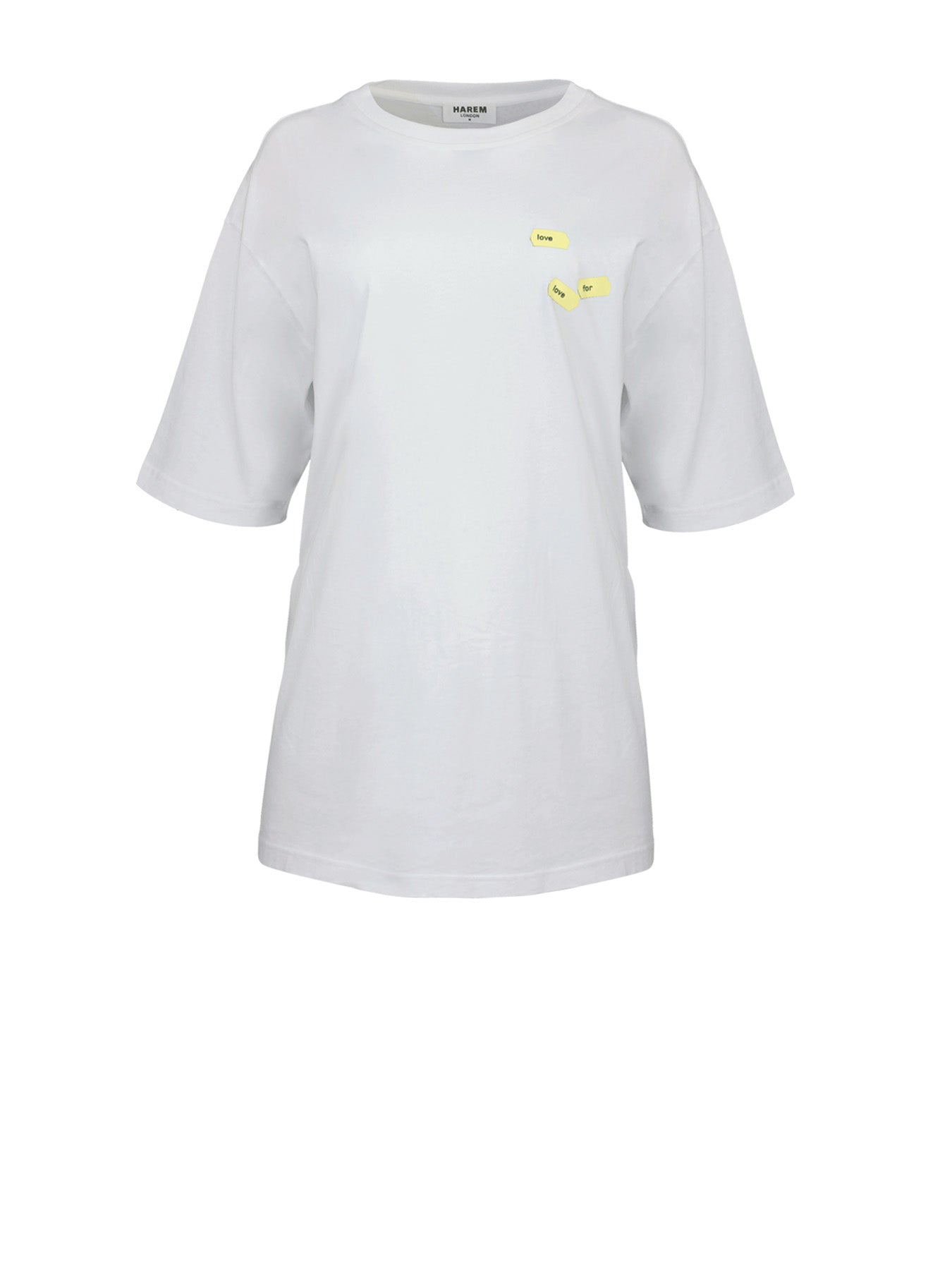 Releve Fashion Harem London White Love Cotton T-Shirt Unisex Sustainable Streetwear Style Conscious Clothing Ethical Fashion Designer Brand Handmade Purchase with Purpose Shop for Good