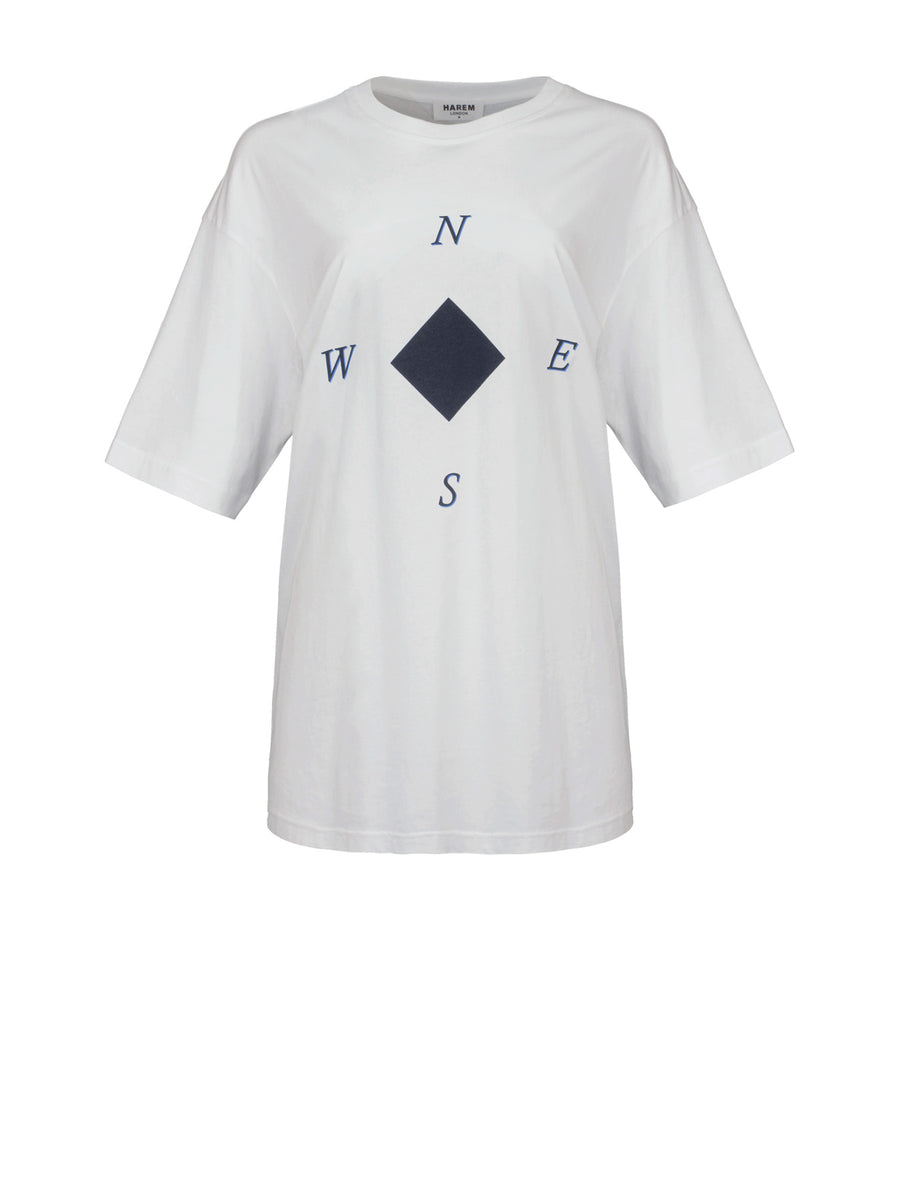 Compass Cotton Tee, White