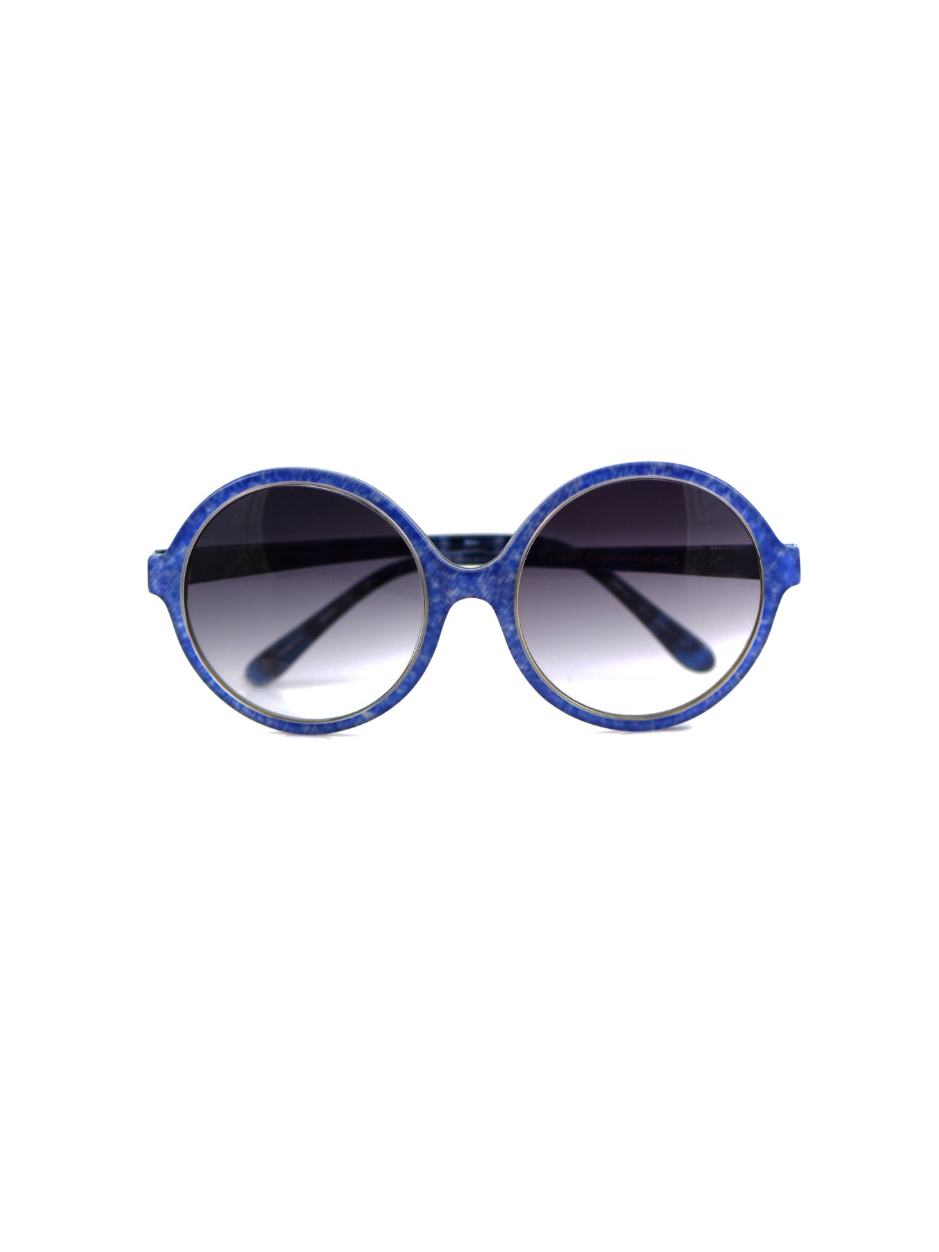 Releve Fashion Heidi London Blue Denim Circular Sunglasses Ethical Designers Sustainable Fashion Accessories Brand Eyewear Positive Fashion Purchase with Purpose Shop for Good