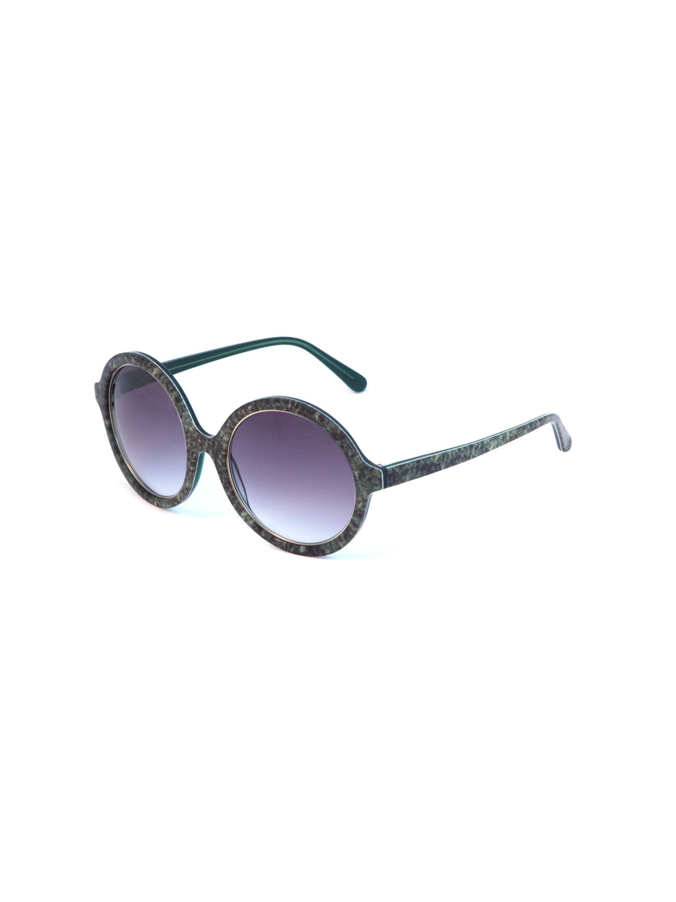 Forest Green Denim Circular Sunglasses