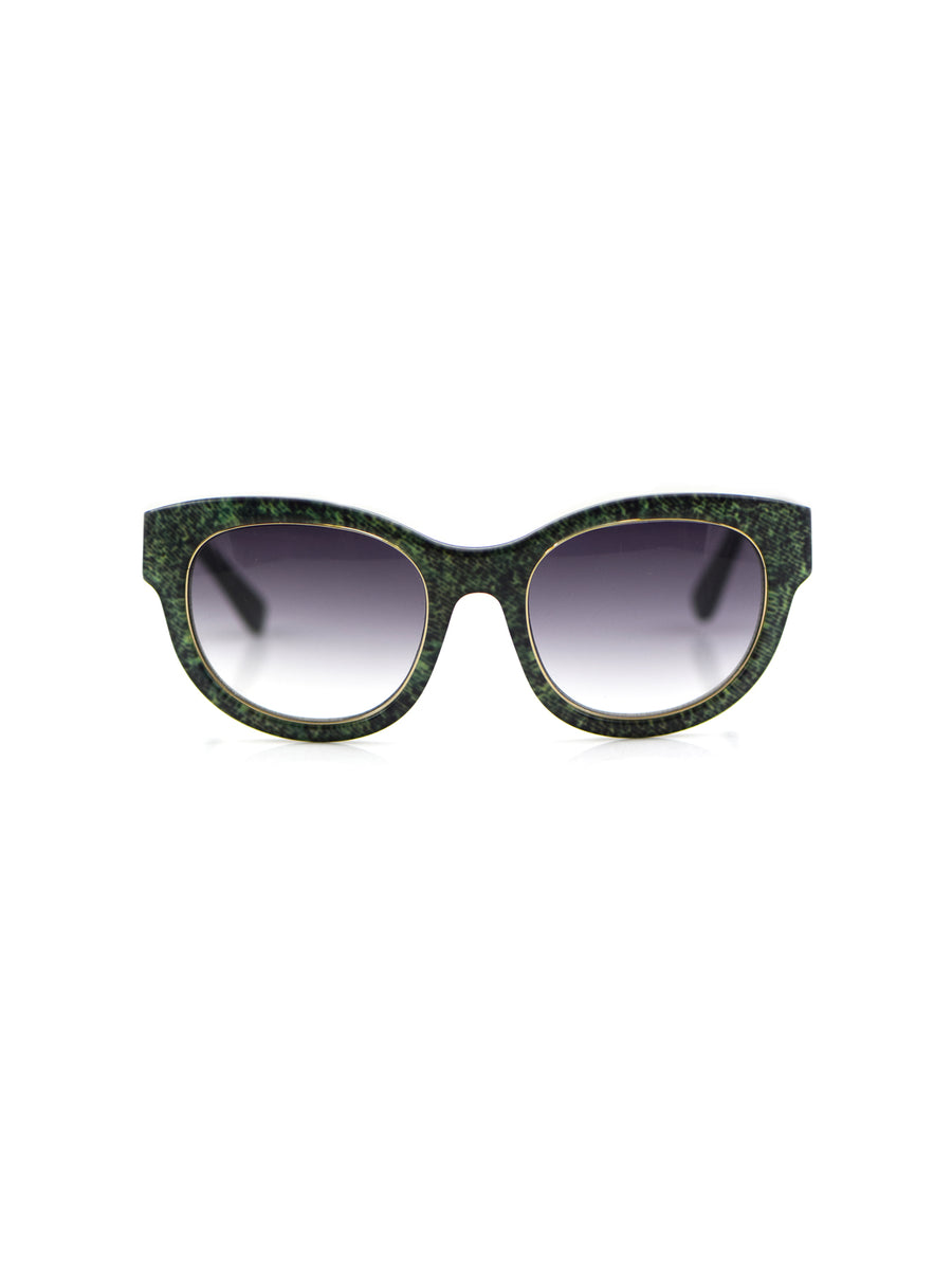 Forest Green Denim Square Sunglasses