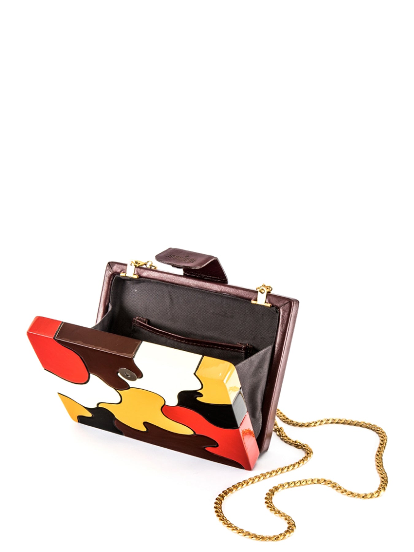 Releve Fashion Joanique Small Aurora Clutch Bag Red Maroon Yellow Orange Ethical Designers Sustainable Fashion Accessory Brand Purchase with Purpose Shop for Good