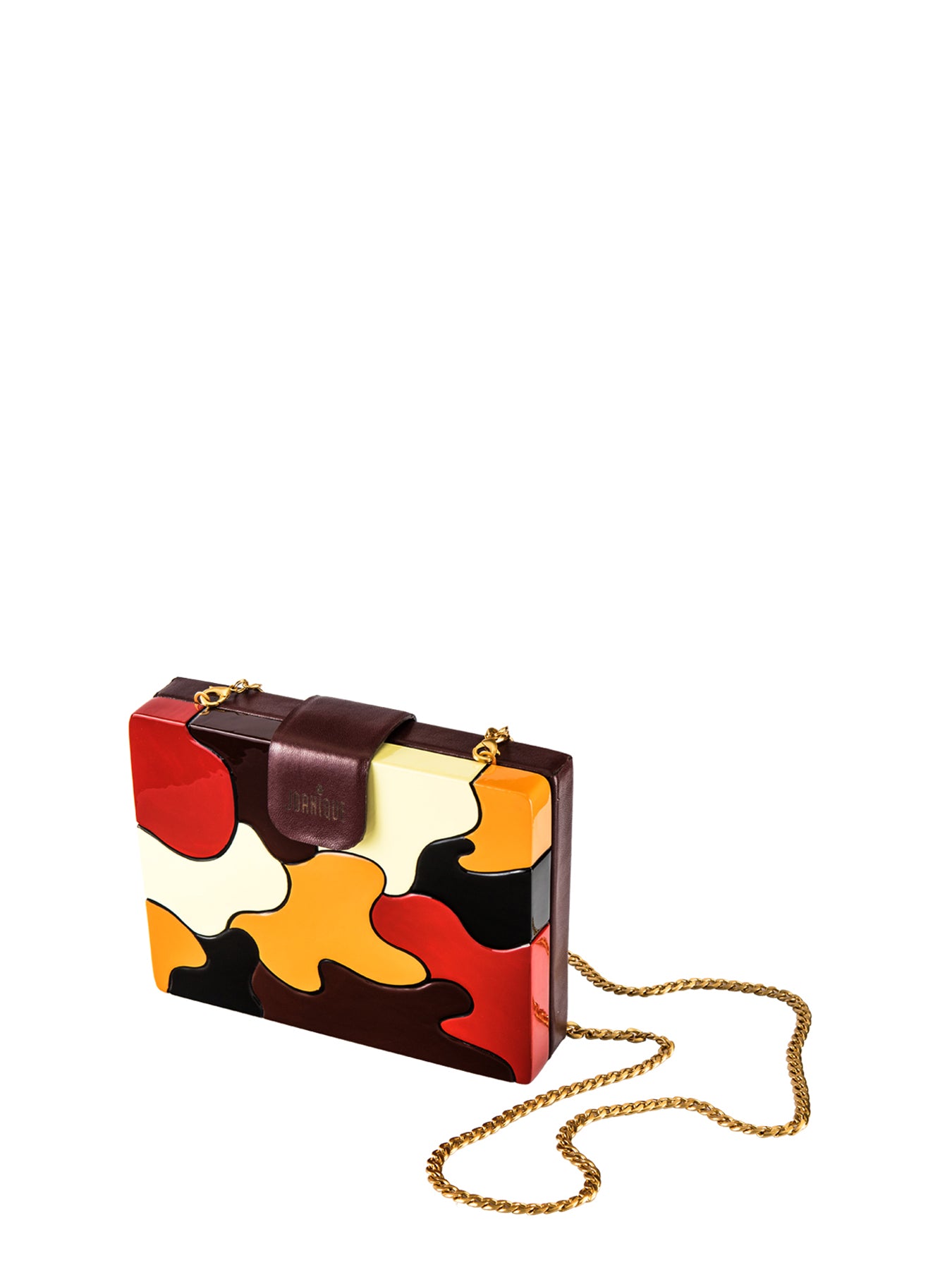 Releve Fashion Joanique Small Aurora Clutch Bag Red Maroon Yellow Orange Ethical Designers Sustainable Fashion Accessory Brand Purchase with Purpose Shop for Good