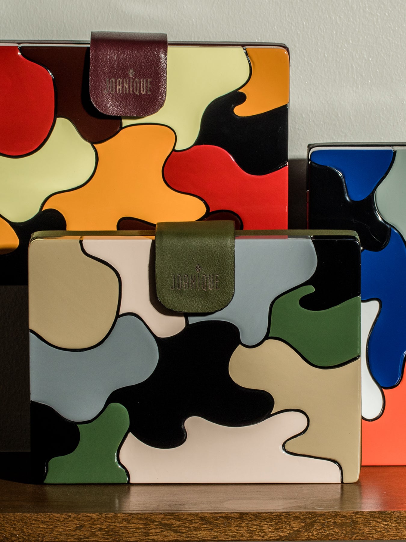 Releve Fashion Joanique Small Aurora Clutch Bag Green Brown Grey Ethical Designers Sustainable Fashion Accessory Brand Purchase with Purpose Shop for Good