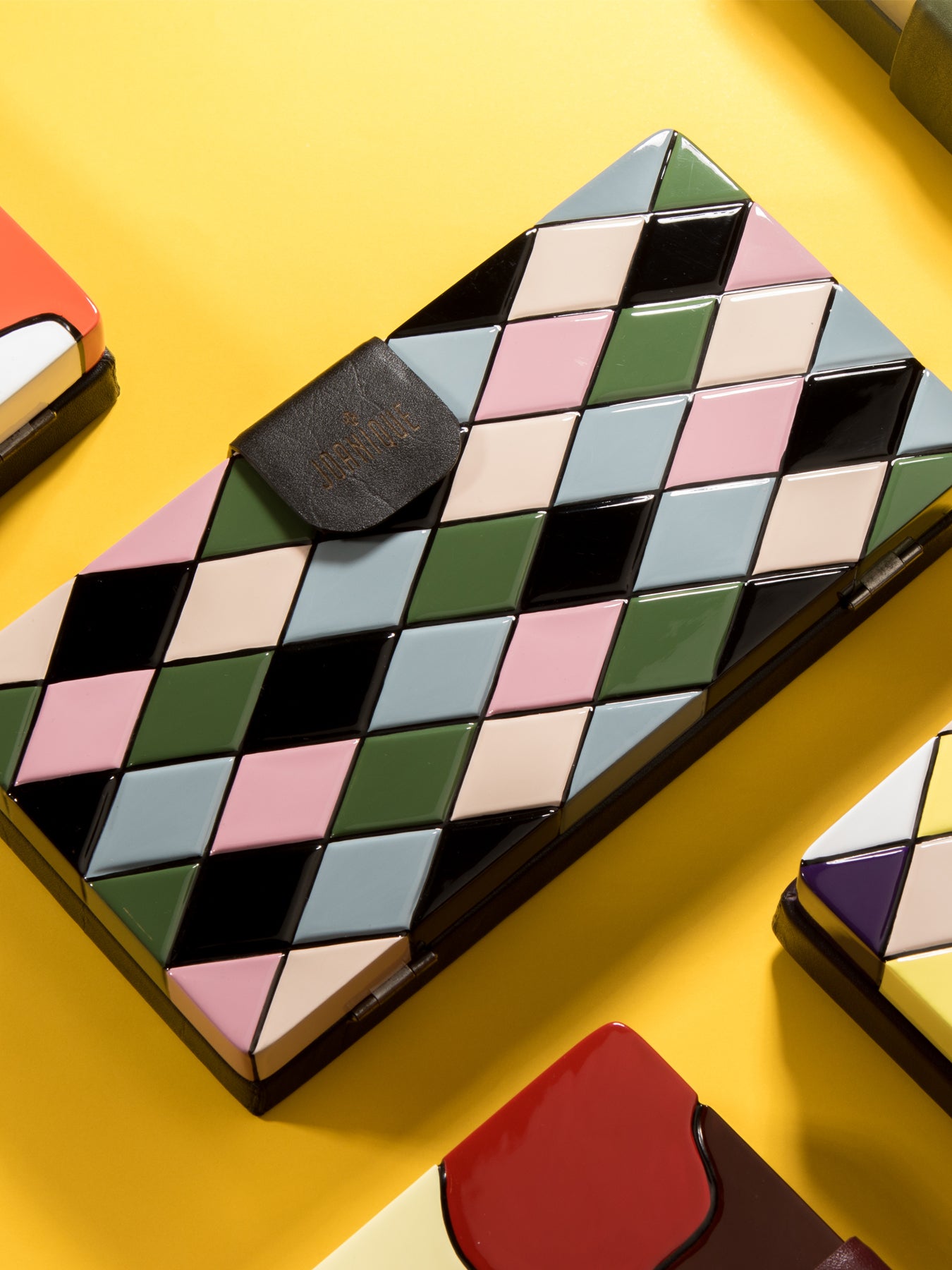 Releve Fashion Joanique Caraga Pattern Play Clutch Bag Black Pink Blue Ethical Designers Sustainable Fashion Accessory Brand Purchase with Purpose Shop for Good