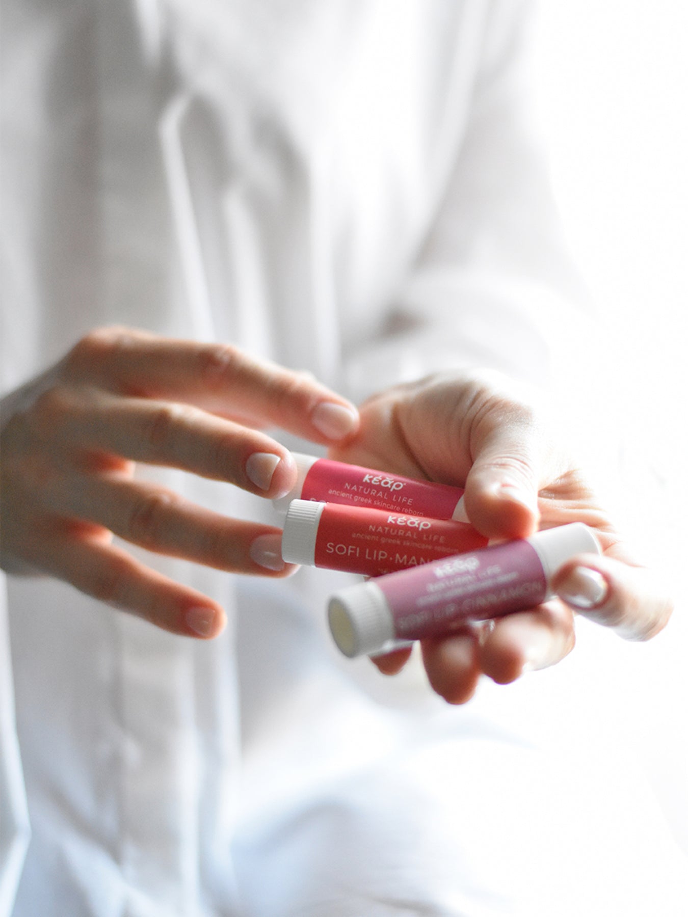 Releve Fashion Kear Sofi Lip Apricot Lip Balm Clean Beauty Animal-Friendly, Cruelty-Free Skincare Made in Greece Sustainable Ethical Brand Purchase with Purpose Shop for Good