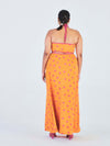 Releve Fashion Little Things Studio Aboli Cutout Halter Dress Orange and Pink Floral Print Sustainable Luxury Fashion Conscious Clothing Ethical Designer Brand Artisanal Handcrafted Purchase with Purpose Shop for Good