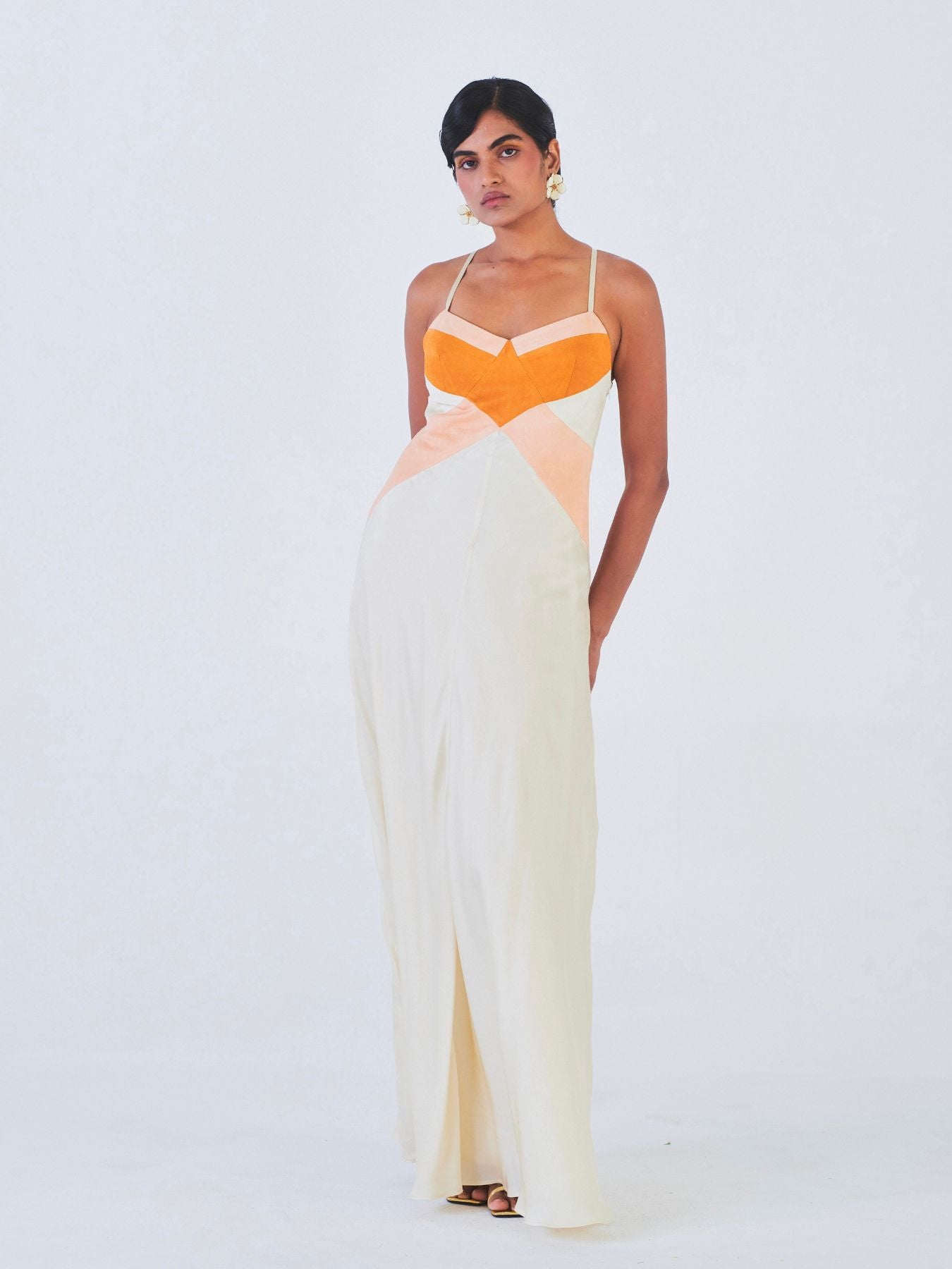 Asavari Rose and Orange Fibre Fabric Dress, Multicolour