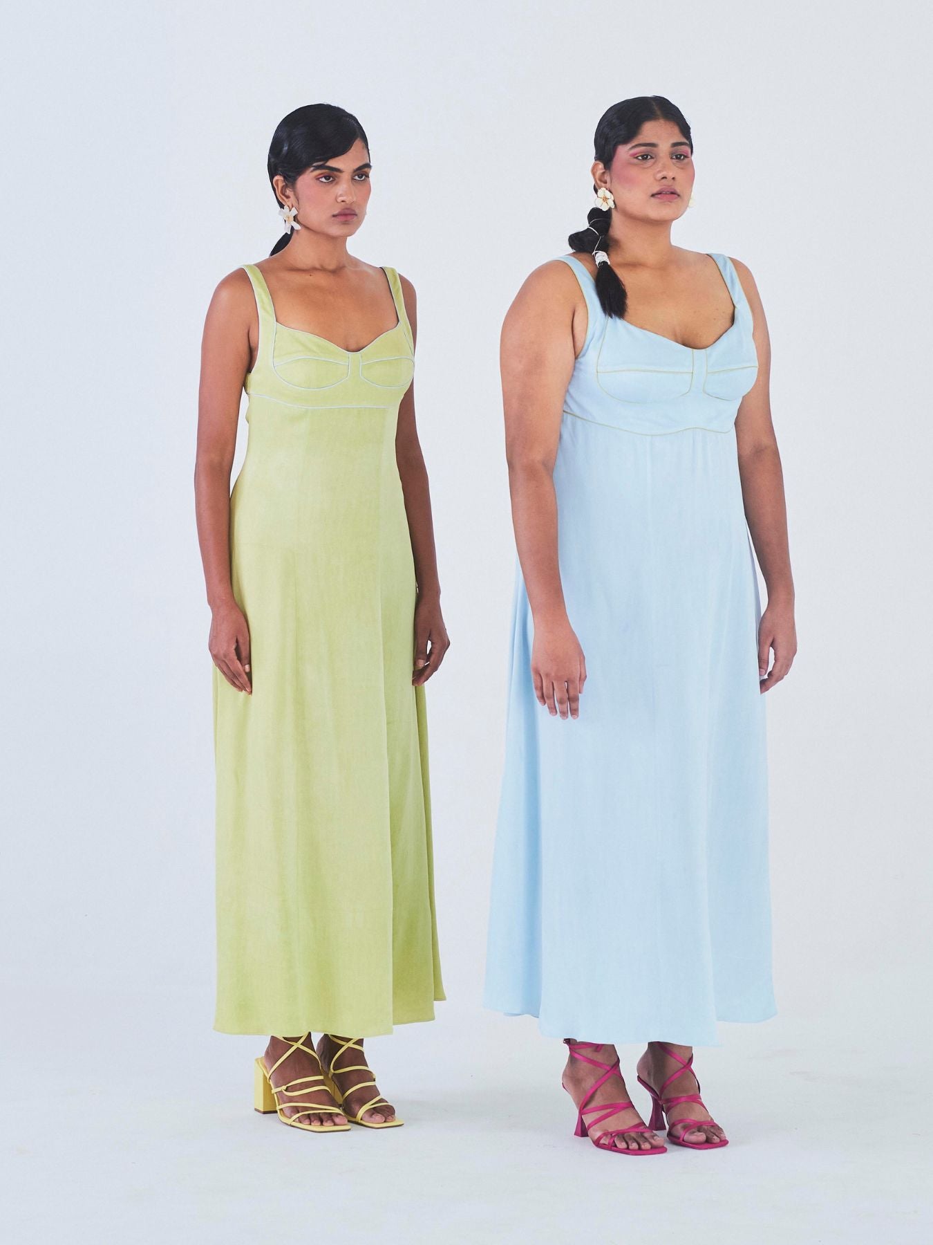 Releve Fashion Little Things Studio Chandni Orange Fibre Fabric Dress in Green Ethical Luxury Brand Sustainable Jewelry Conscious Fashion Purchase with Purpose Shop for Good