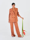 Releve Fashion Little Things Studio Chiku Orange Fibre Fabric Trouser Suit in Brown Ethical Luxury Brand Sustainable Clothing Conscious Fashion Purchase with Purpose Shop for Good
