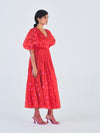 Releve Fashion Little Things Studio Chui Mui Silk Organza Dress Red Floral Print Sustainable Luxury Fashion Conscious Clothing Ethical Designer Brand Artisanal Handcrafted Purchase with Purpose Shop for Good