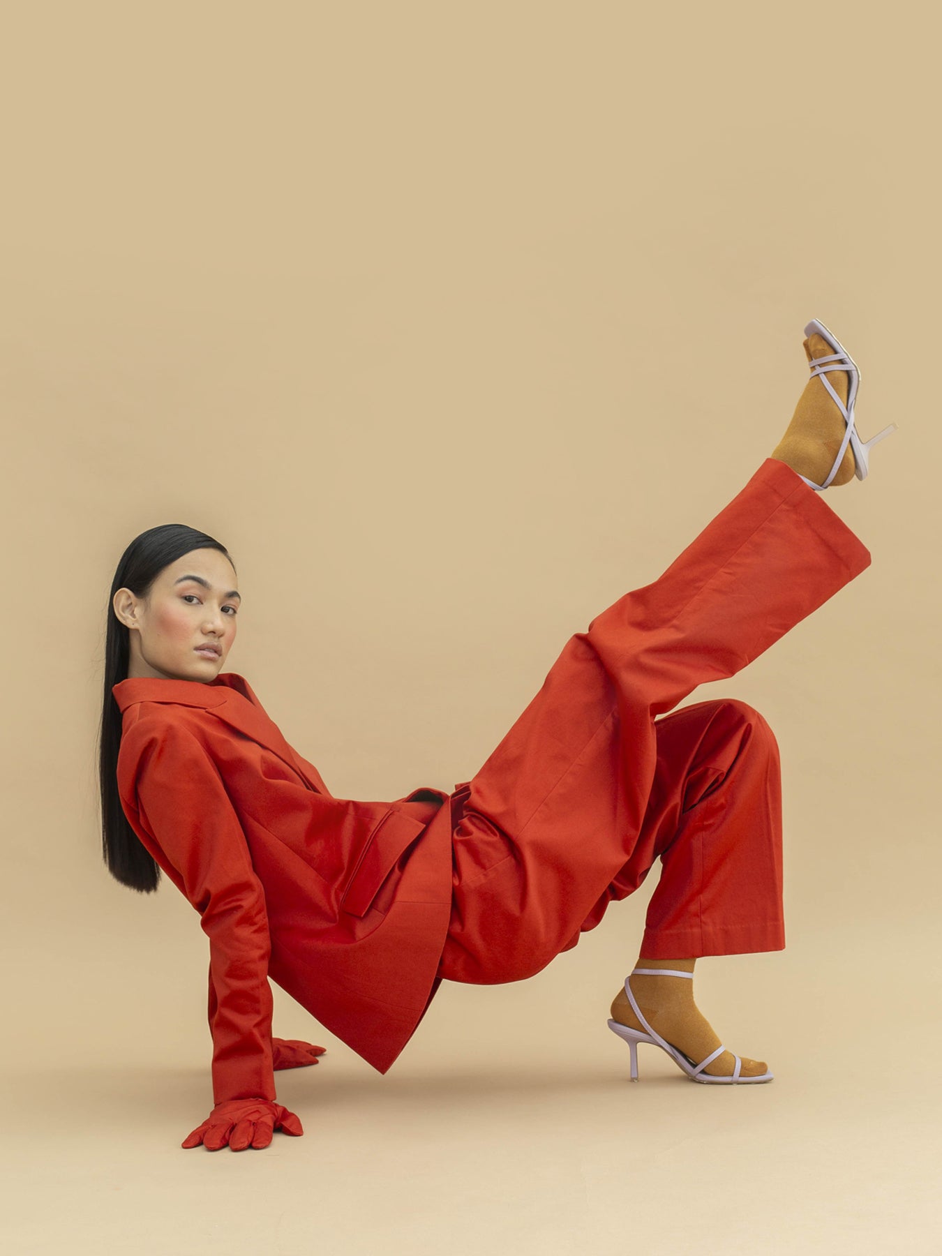 Releve Fashion Abyss Loose Fit Trousers in Blood Orange Sustainable Luxury Fashion Conscious Clothing Ethical Designer Brand Artisanal Handcrafted Purchase with Purpose Shop for Good