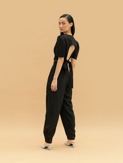 Releve Fashion Capelin Highwaist Tencel Trousers in Black Sustainable Luxury Fashion Conscious Clothing Ethical Designer Brand Artisanal Handcrafted Purchase with Purpose Shop for Good