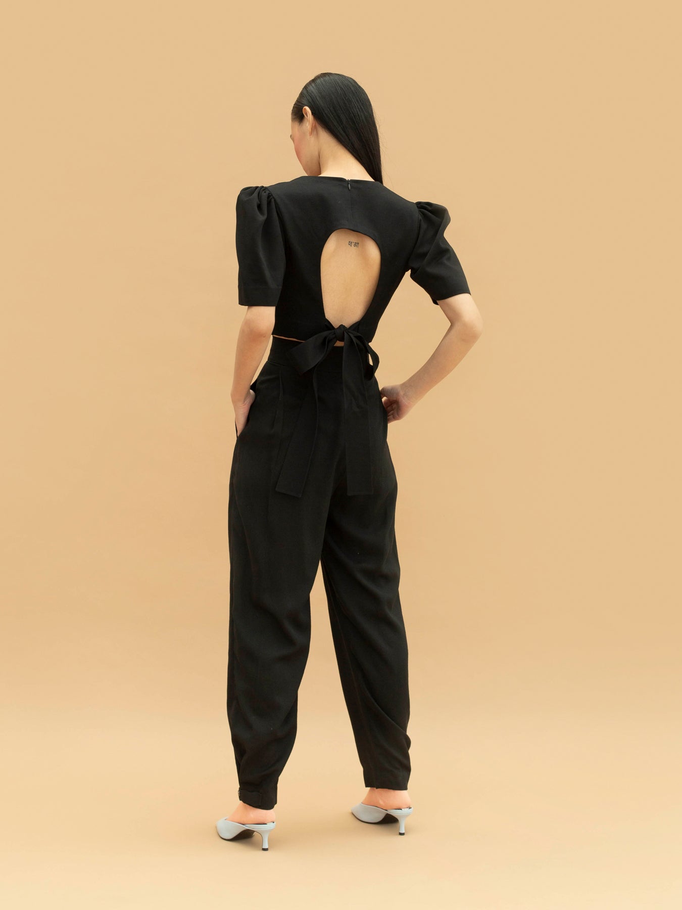 Releve Fashion Capelin Highwaist Tencel Trousers in Black Sustainable Luxury Fashion Conscious Clothing Ethical Designer Brand Artisanal Handcrafted Purchase with Purpose Shop for Good