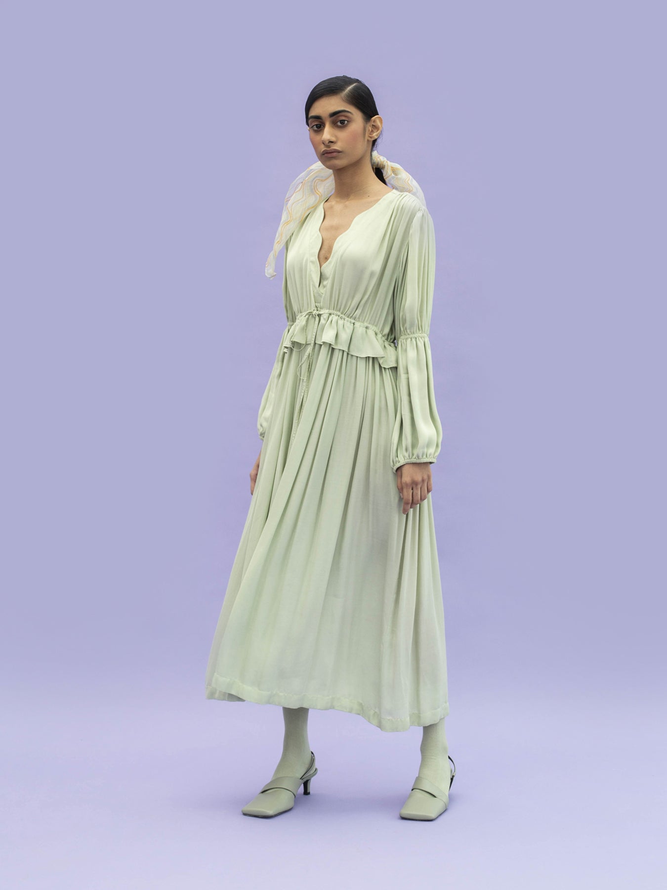 Dolphin Orange Fibre Dress, Sage Green