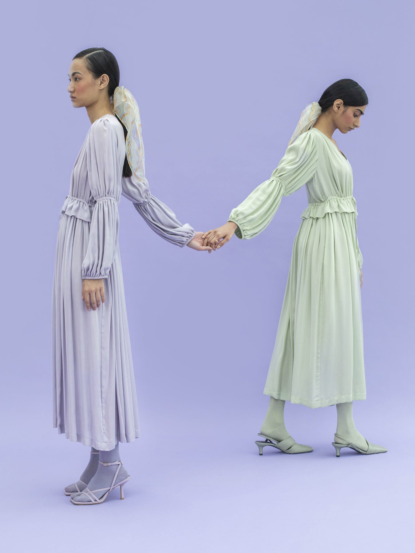 Releve Fashion Otter Orange Fibre Loose Fit Midi Dress in Lilac Sustainable Luxury Fashion Conscious Clothing Ethical Designer Brand Artisanal Handcrafted Purchase with Purpose Shop for Good