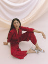 Releve Fashion Greta Jumpsuit in Merlot Red Sustainable Luxury Fashion Conscious Clothing Ethical Designer Brand Artisanal Handcrafted Purchase with Purpose Shop for Good