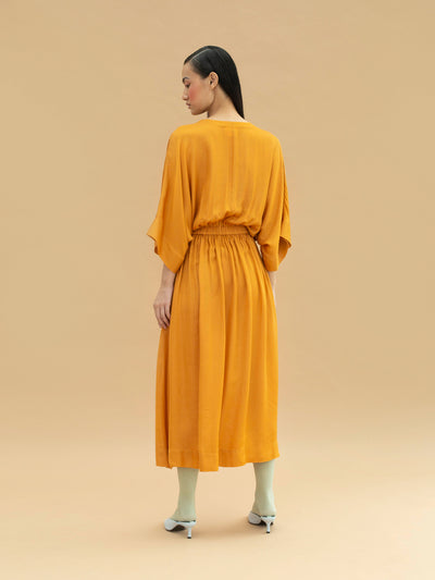 Releve Fashion Mollusk Orange Fibre Fabric Loose Fit Midi Dress Sustainable Luxury Fashion Conscious Clothing Ethical Designer Brand Artisanal Handcrafted Purchase with Purpose Shop for Good