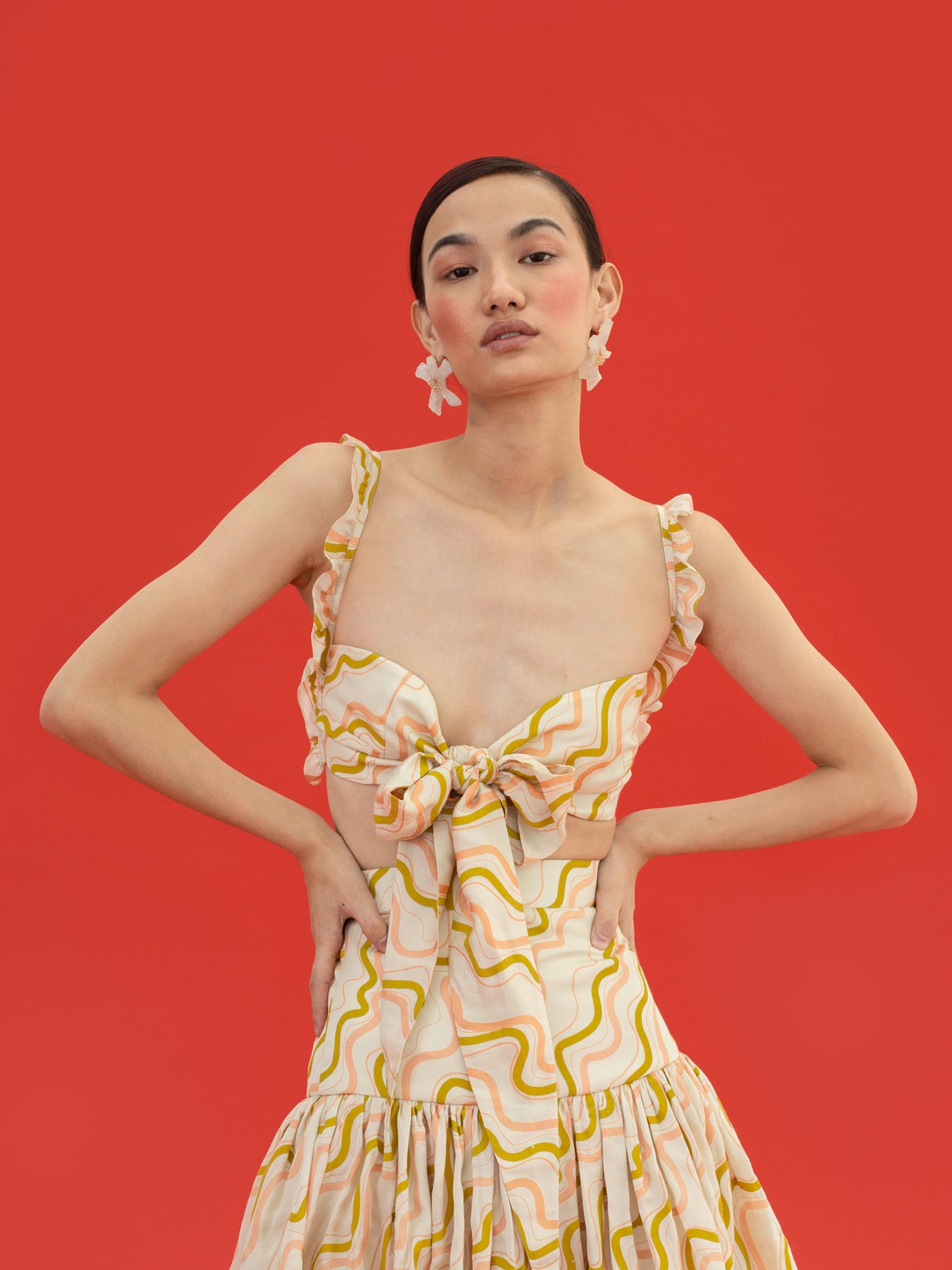 Noa Crop Top, Wave Print