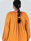 Releve Fashion Little Things Studio Juhi Rose Fibre Fabric Midi Dress in Orange Ethical Luxury Brand Sustainable Clothing Conscious Fashion Purchase with Purpose Shop for Good