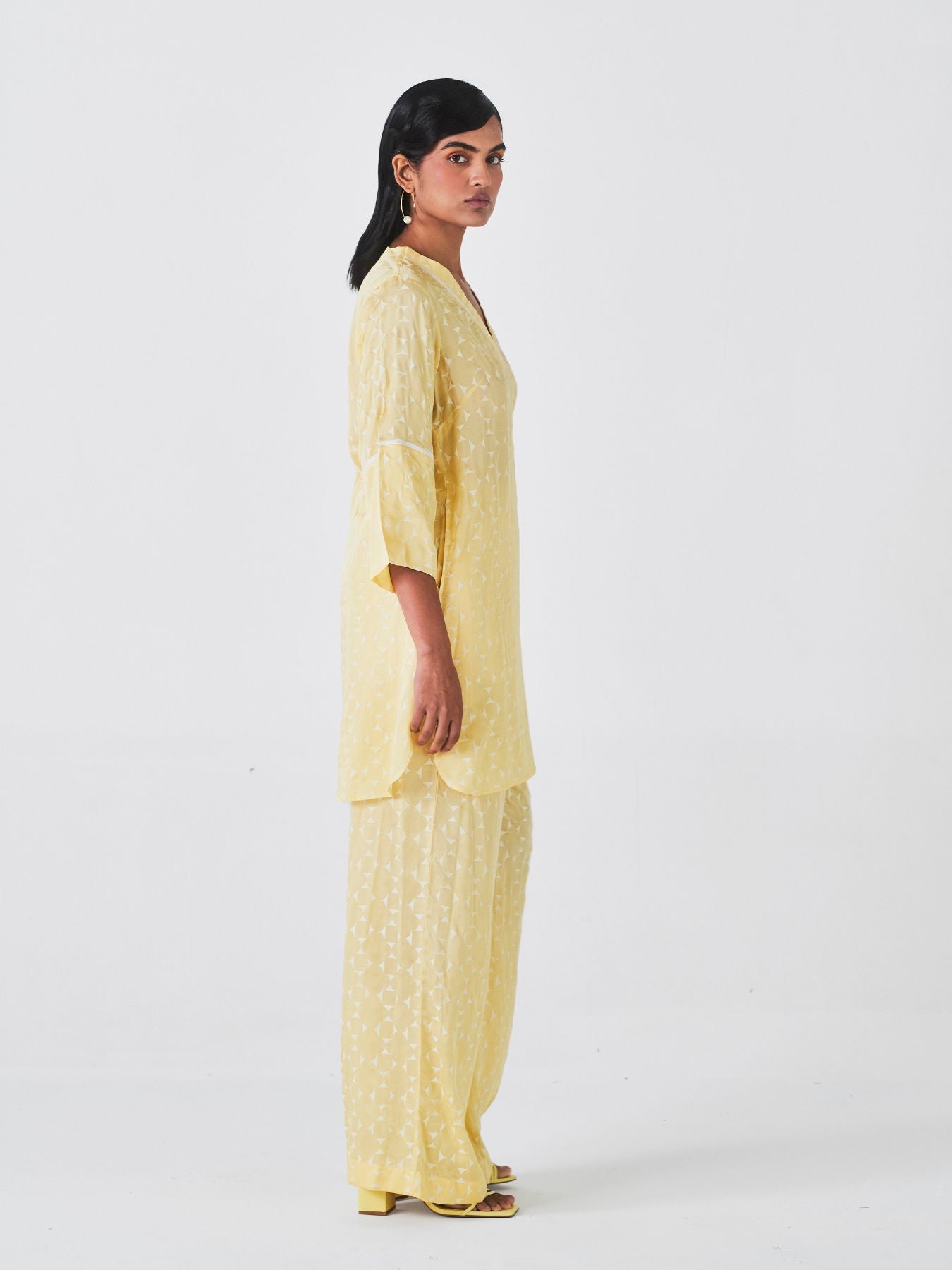 Releve Fashion Little Things Studio Kaner Kurta Top and Trouser Set in Red Geometric Print Ethical Luxury Brand Sustainable Clothing Conscious Fashion Purchase with Purpose Shop for Good