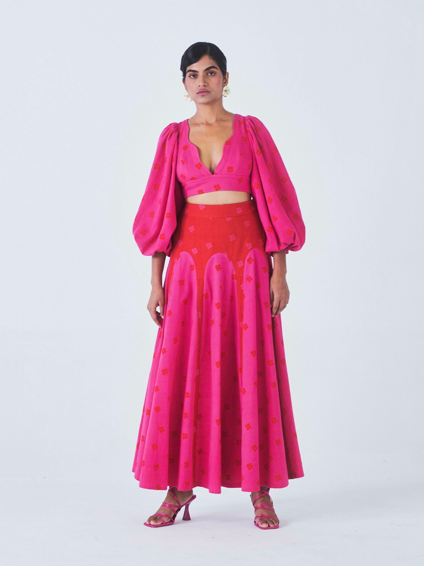 Kumudini Co-ord Set, Hot Pink