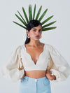 Releve Fashion Kumudini Crop Top in Off-White Sustainable Luxury Fashion Conscious Clothing Ethical Designer Brand Artisanal Handcrafted Purchase with Purpose Shop for Good