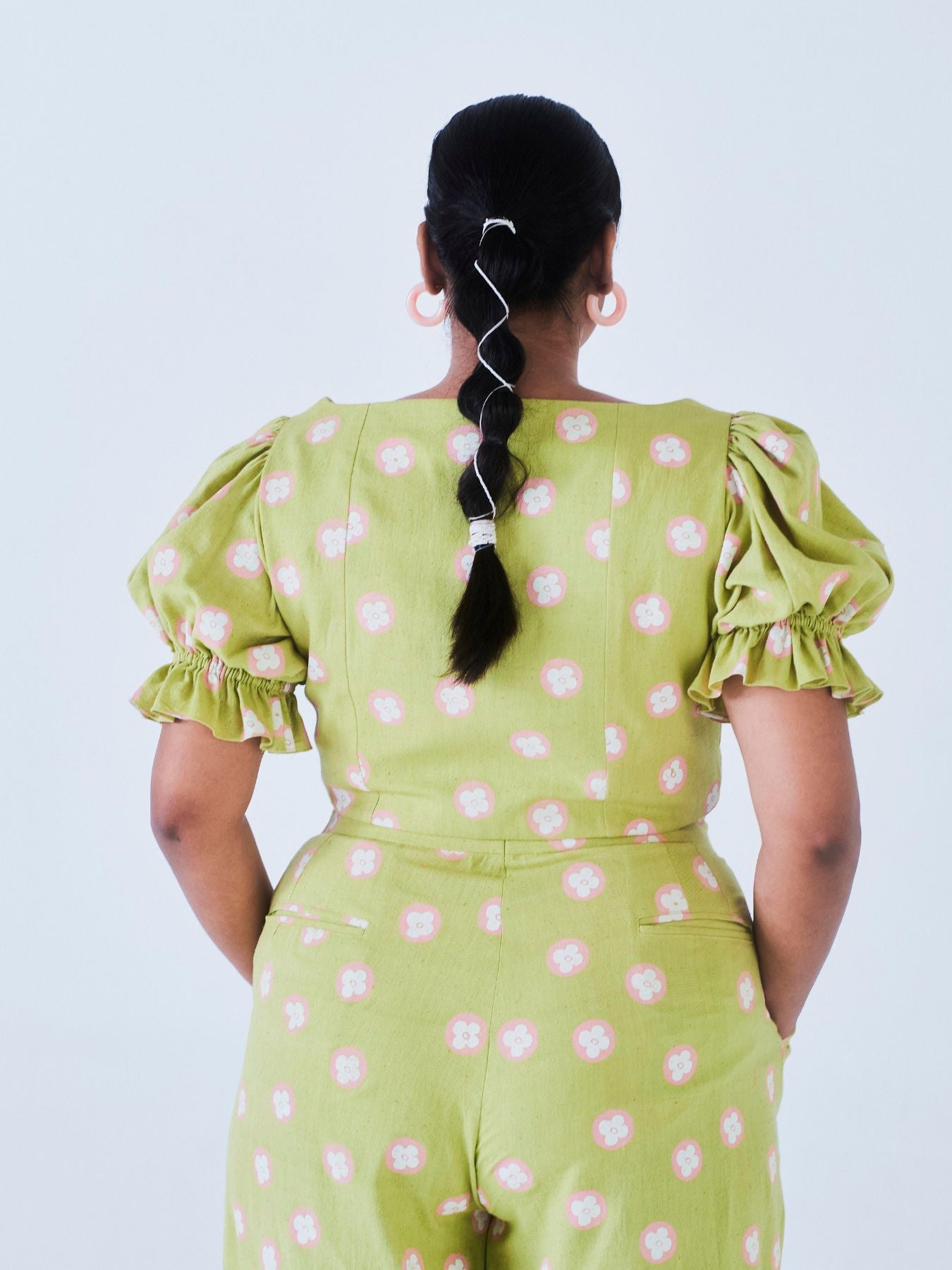 Mogra Co ord Set Green Polka Dots