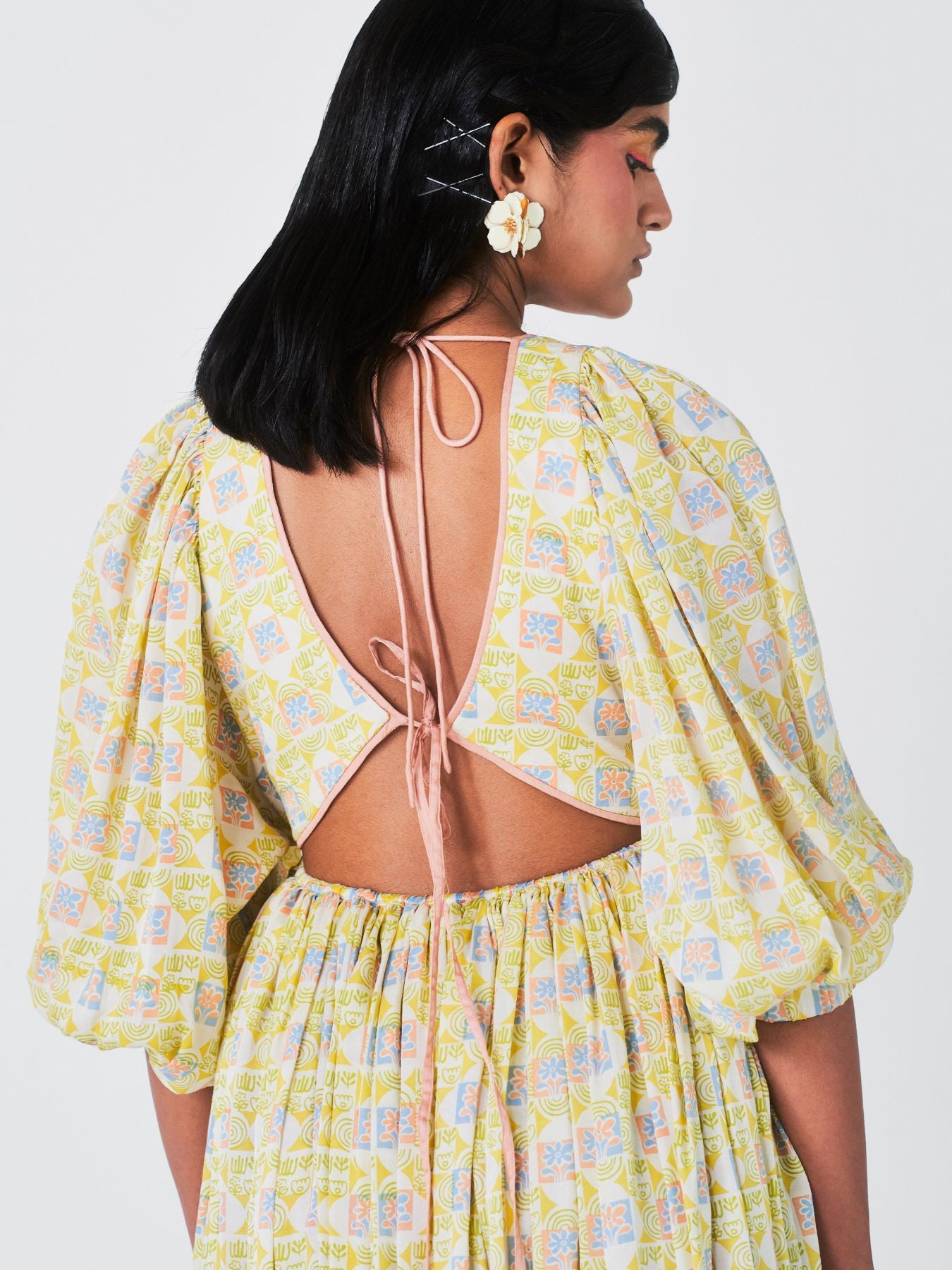 Releve Fashion Little Things Studio Nargis Rose Fibre Fabric Dress in Multicolour Ethical Luxury Brand Sustainable Jewelry Conscious Fashion Purchase with Purpose Shop for Good