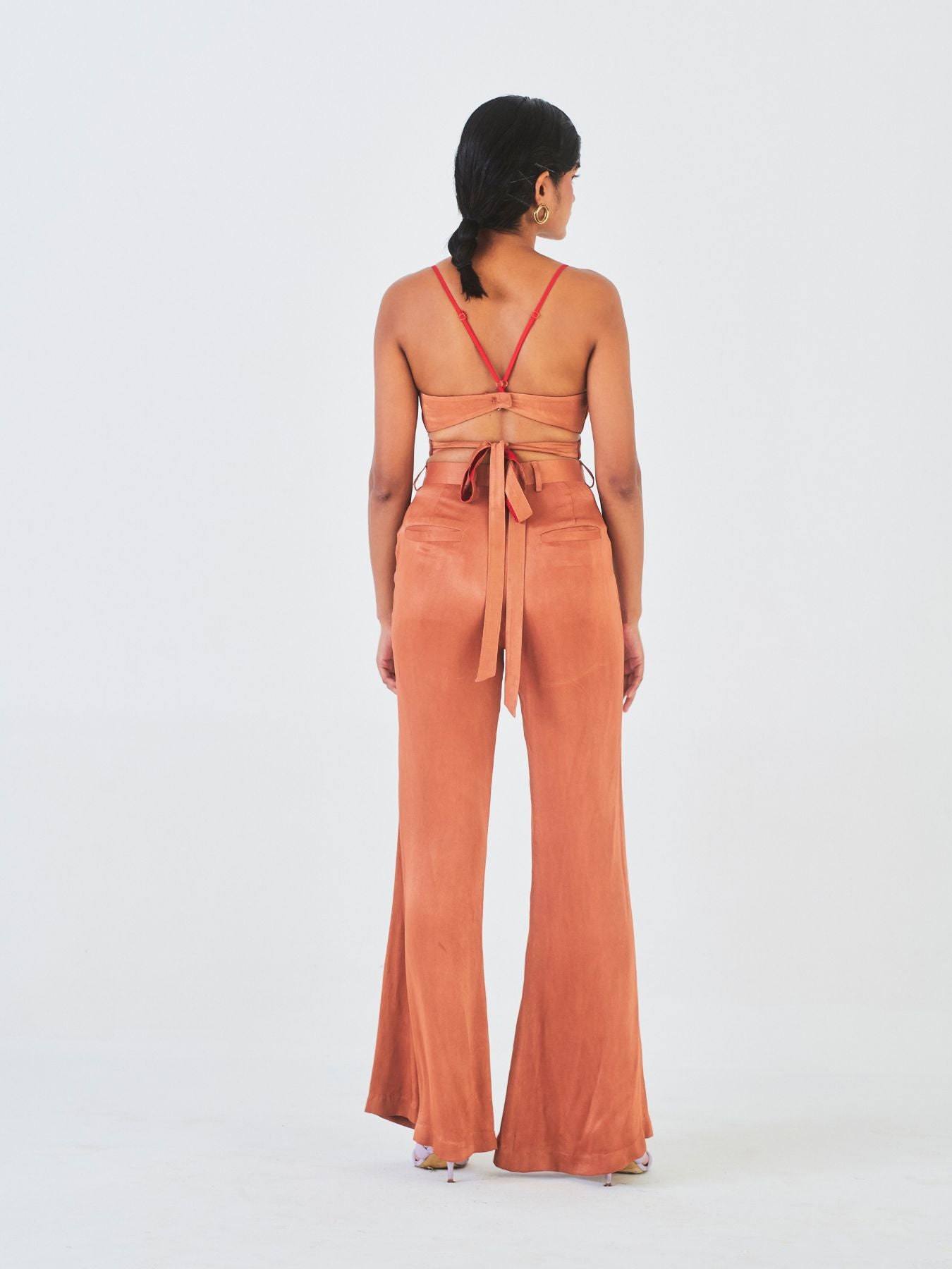 Releve Fashion Little Things Studio Molshri Orange Fibre Fabric Bra Top and Trouser Set in Brown Ethical Luxury Brand Sustainable Clothing Conscious Fashion Purchase with Purpose Shop for Good