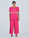 Releve Fashion Little Things Studio Padma Crop Top and Wide Leg Trouser Set Hot Pink Sustainable Luxury Fashion Conscious Clothing Ethical Designer Brand Artisanal Handcrafted Purchase with Purpose Shop for Good