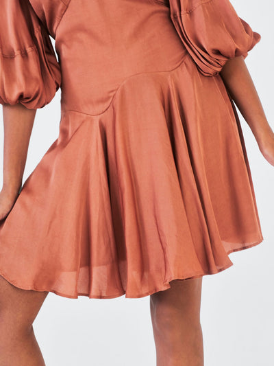 Releve Fashion Little Things Studio Parijaat Rose Fibre Fabric Dress in Brown Ethical Luxury Brand Sustainable Clothing Conscious Fashion Purchase with Purpose Shop for Good