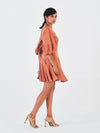 Releve Fashion Little Things Studio Parijaat Rose Fibre Fabric Dress in Brown Ethical Luxury Brand Sustainable Clothing Conscious Fashion Purchase with Purpose Shop for Good