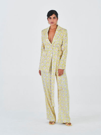 Releve Fashion Raat Rani Orange Fibre Pastel Printed Pantsuit Sustainable Luxury Fashion Conscious Clothing Ethical Designer Brand Artisanal Handcrafted Purchase with Purpose Shop for Good