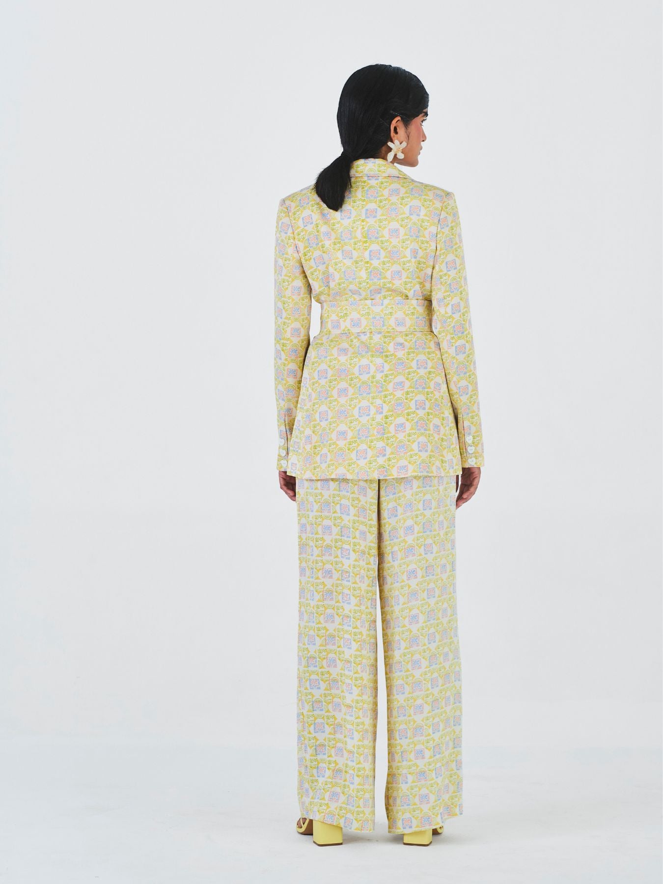 Releve Fashion Raat Rani Orange Fibre Pastel Printed Pantsuit Sustainable Luxury Fashion Conscious Clothing Ethical Designer Brand Artisanal Handcrafted Purchase with Purpose Shop for Good