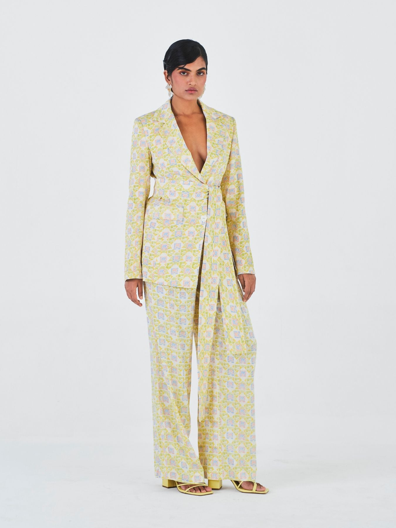 Releve Fashion Raat Rani Orange Fibre Pastel Printed Pantsuit Sustainable Luxury Fashion Conscious Clothing Ethical Designer Brand Artisanal Handcrafted Purchase with Purpose Shop for Good