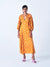 Saanjh Rose Fibre Fabric Dress, Orange / Peach Polka Dots
