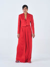 Releve Fashion Little Things Studio Tara Orange Fibre Fabric Trouser Suit in Red Sustainable Luxury Fashion Conscious Clothing Ethical Designer Brand Artisanal Handcrafted Purchase with Purpose Shop for Good