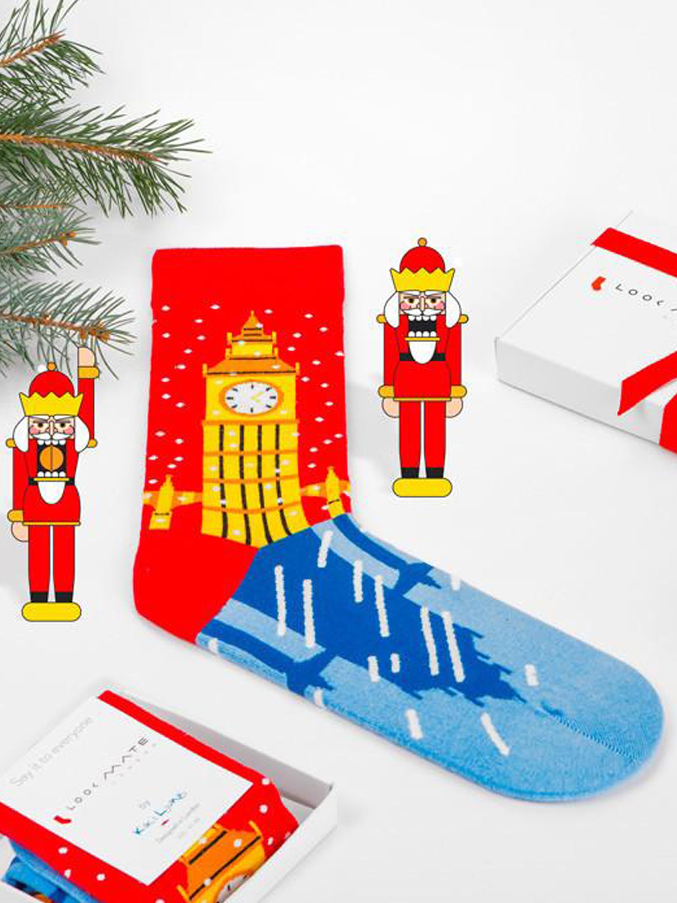 Releve Fashion Look Mate Graphic Socks The Magic of London Designed by Kiki Ljung Sustainable Fashion Brand Ethical Designers Conscious Accessories Purchase with Purpose Shop Now for Good