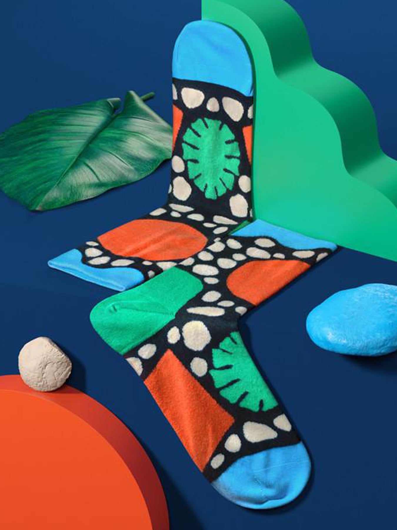 Releve Fashion Look Mate Graphic Socks Primordial Designed by Pedro Veneziano Sustainable Fashion Brand Ethical Designers Conscious Accessories Purchase with Purpose Shop Now for Good