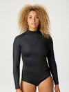 Releve Fashion Michi Black Electric Bodysuit Ethical Designer Brand Sustainable Fashion Athleisure Activewear Athleticwear Positive Luxury Brands to Trust Purchase with Purpose Shop for Good